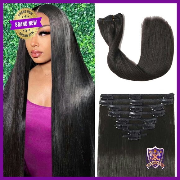 16 Inch Clip In Human Hair Extensions 100g 8pcs Salon Quality